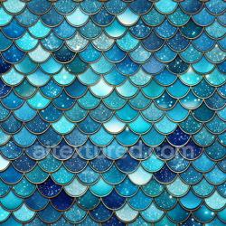 seamless Seamless 3D PBR Mermaid Scale Texture with Blue Gradient Pattern texture 8k free download PBR