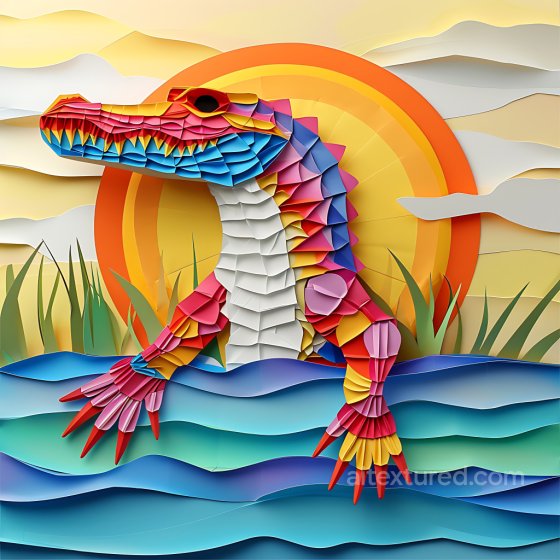 Crocodile Scale Texture Featuring Vibrant Origami-Inspired Color Palette Animal texture preview