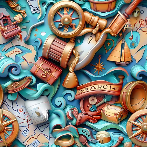 Seamless 3D PBR Graffiti Texture Featuring Nautical Stencil Motifs and Vibrant Blue Tones texture preview