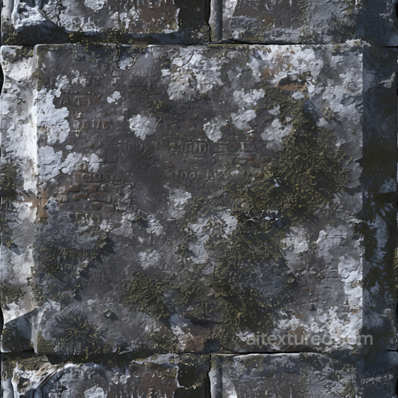 Weathered Stone Wall PBR Texture with Lichen and Moss Detailing Stone texture preview