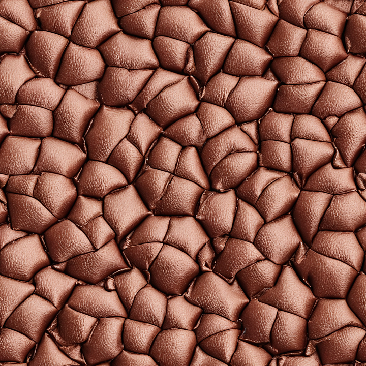 Padded Copper Leather with Distinct Soft Cushions and Grain seamless PBR texture preview