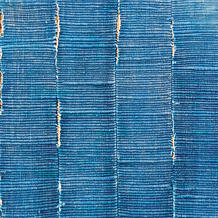 Cracked Denim Fabric With Distressed Blue Weave And Worn Holes seamless PBR texture preview