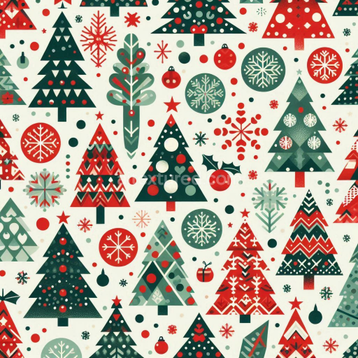 Seamless 3D PBR Christmas Digital Paper Texture Featuring Colorful Festive Tree Designs
