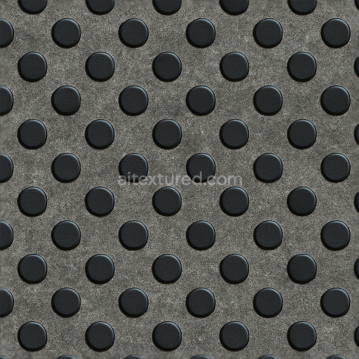 Seamless 3d texture pbr 8k tactile plate with black dots on textured metal surface