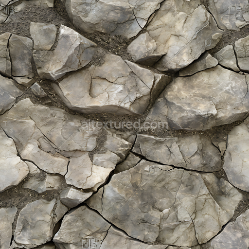 Seamless 3D PBR Texture of Weathered Cracked Rocky Ground in Natural Earth Tones