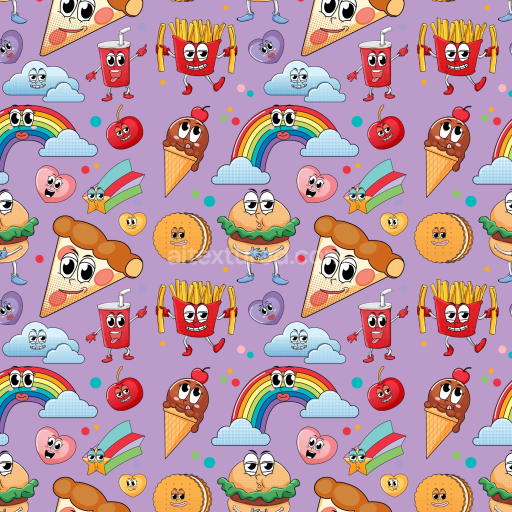 Seamless 3D PBR Cartoon Happy Face Pattern Texture in Vibrant Colors