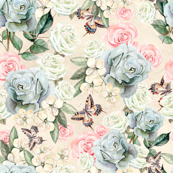 Floral Watercolor Texture Featuring Roses and Butterflies Flower texture preview