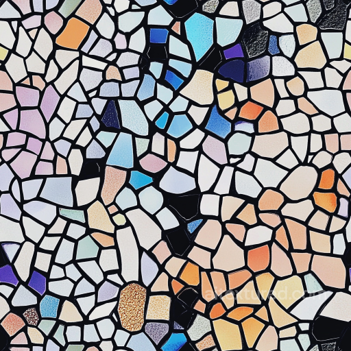 mosaic PBR texture in glossy glazed ceramic multicolor irregular chips seamless Mosaic PBR texture