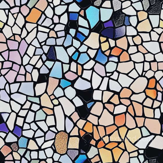 mosaic PBR texture in glossy glazed ceramic multicolor irregular chips Mosaic texture preview