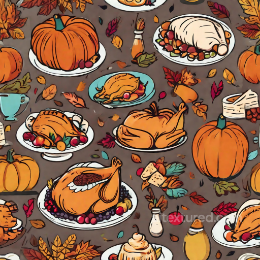 Featuring Thanksgiving Feast and Autumn Pumpkins seamless Thanksgiving PBR texture
