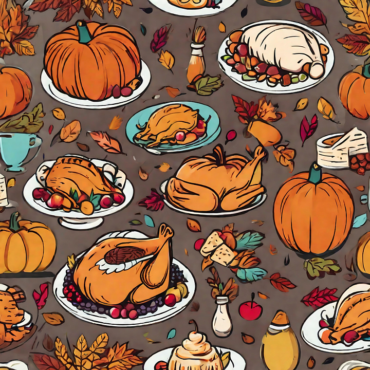 Featuring Thanksgiving Feast and Autumn Pumpkins seamless PBR texture preview