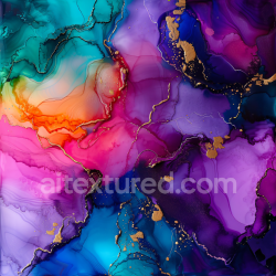 seamless Seamless 3D Alcohol Ink PBR Texture Featuring Vibrant Purple and Blue Fluid Waves with Gold Veining texture 8k free download PBR