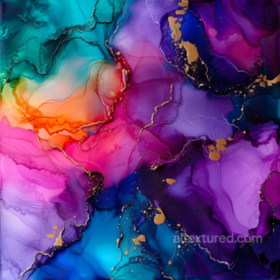 Alcohol Ink PBR Texture Featuring Vibrant Purple and Blue Fluid Waves with Gold Veining Alcohol ink texture preview