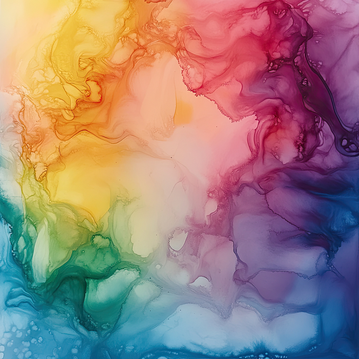 Alcohol Ink Featuring Vibrant Rainbow Ink Swirls and Fluid Marbling seamless PBR texture preview