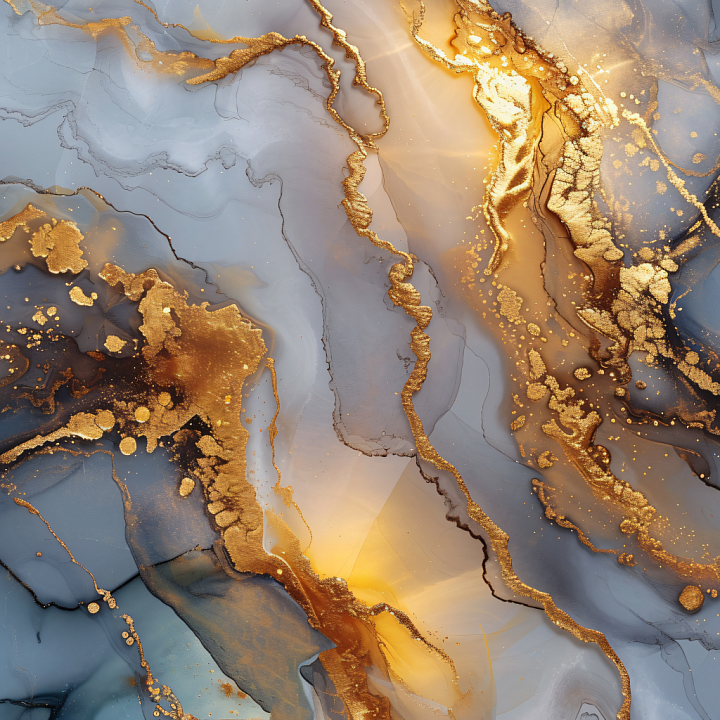 Alcohol Ink Featuring Elegant Gold Fluid Waves and Smoky Gray Gradients seamless PBR texture preview