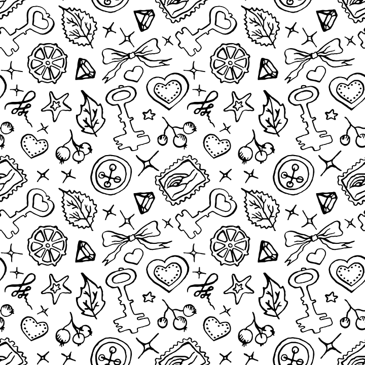 Black & White Hand-Drawn Doodle Pattern seamless PBR texture preview