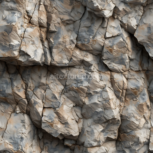 Seamless 3D PBR Weathered Cliff Rock Texture with Fine Cracks and Layered Surface
