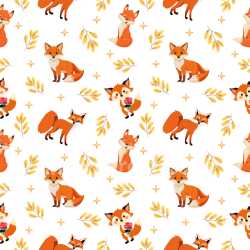 Pattern Bundle - Seamless 3D Pattern PBR Texture Featuring Playful Fox Illustrations and Autumnal Leaf Mot… texture preview