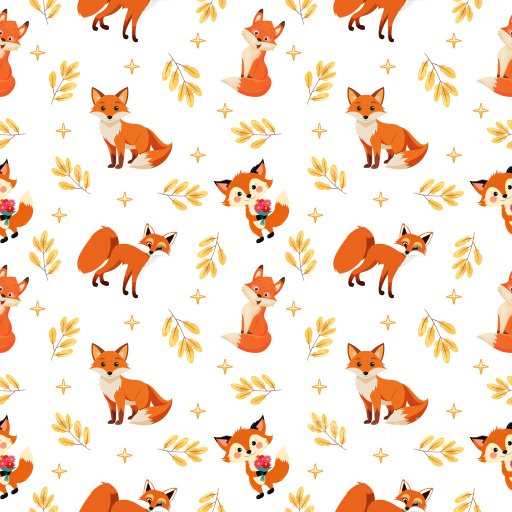 Pattern PBR Texture Featuring Playful Fox Illustrations and Autumnal Leaf Motifs seamless Pattern Bundle PBR texture