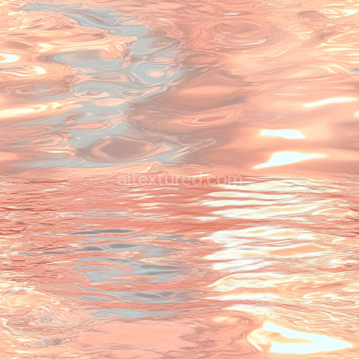 Seamless 3D Water PBR Texture Featuring Glossy Liquid Surface with Warm Peachy Reflections