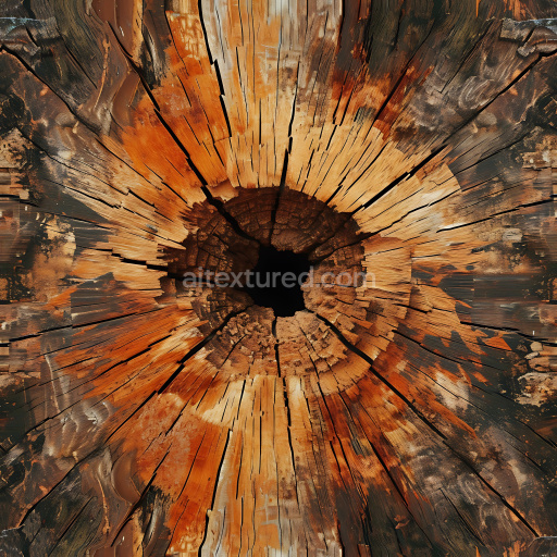 Seamless 3D cracked wood and hole PBR texture with rich color variation