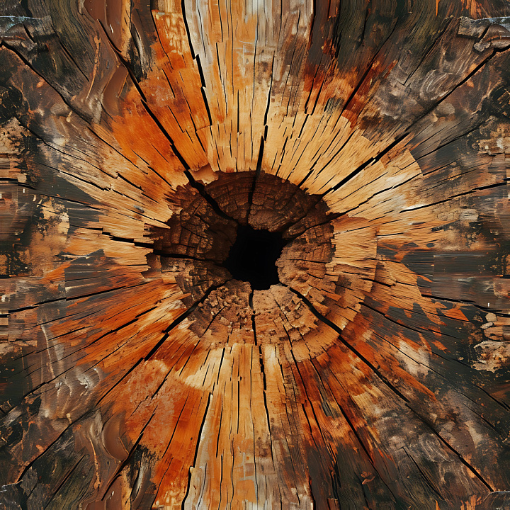 Cracked Wood And Hole With Rich Color Variation seamless PBR texture preview
