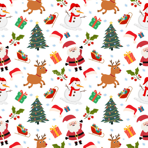 Pattern Bundle - Seamless 3D Pattern PBR Texture Featuring Colorful Christmas Cartoon Motifs texture preview