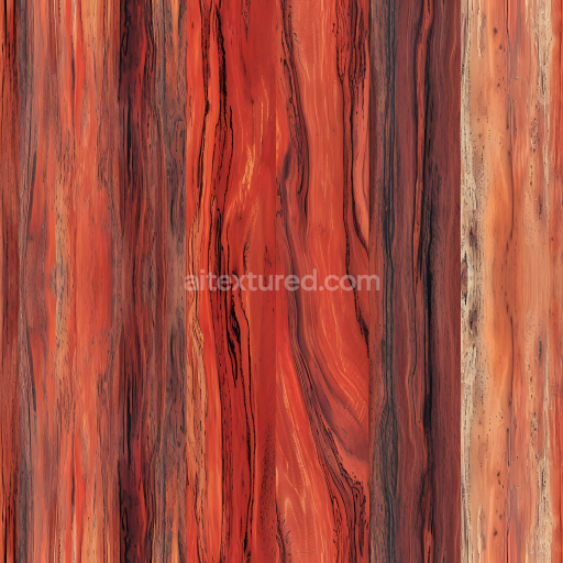 Seamless 3D PBR Exotic Redwood Wood Planks Texture with Rich Red and Black Grain