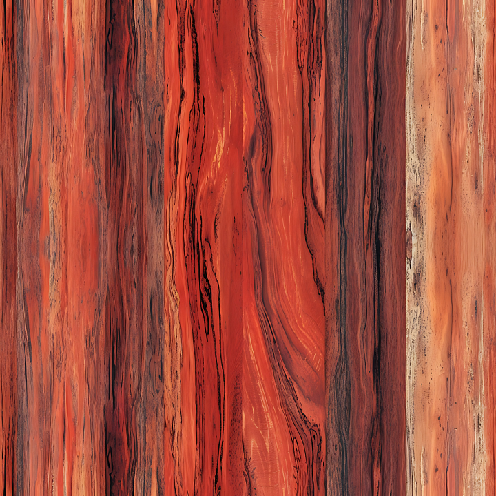 Exotic Redwood Wood Planks with Rich Red and Black Grain seamless PBR texture preview