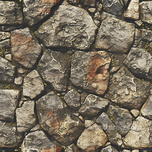 Weathered Stone Wall Texture with Mossy Details and Natural Cracking seamless Stone PBR texture