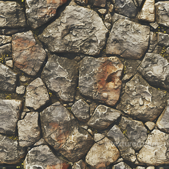 Weathered Stone Wall Texture with Mossy Details and Natural Cracking Stone texture preview