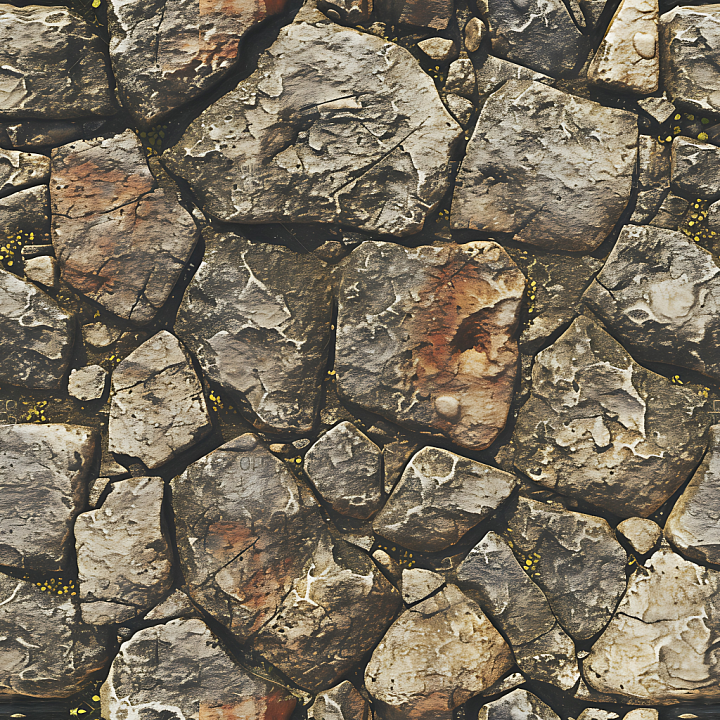Weathered Stone Wall with Mossy Details and Natural Cracking seamless PBR texture preview
