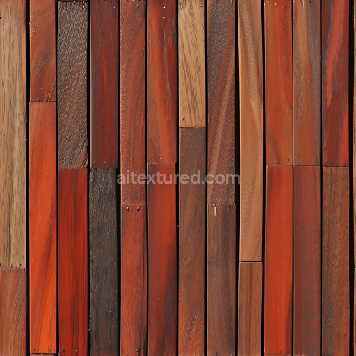 Seamless 3D PBR Polished Redwood Floor Texture with Natural Grain and Nails