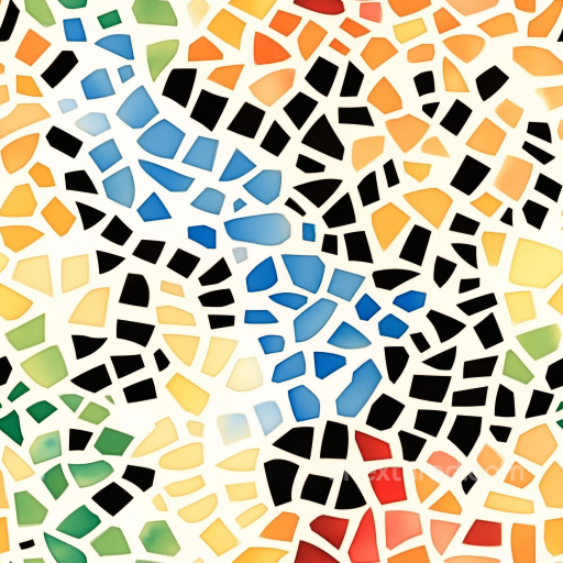 Mosaic PBR Texture of Colorful Ceramic Tiles with Irregular Geometric Chips seamless Mosaic PBR texture