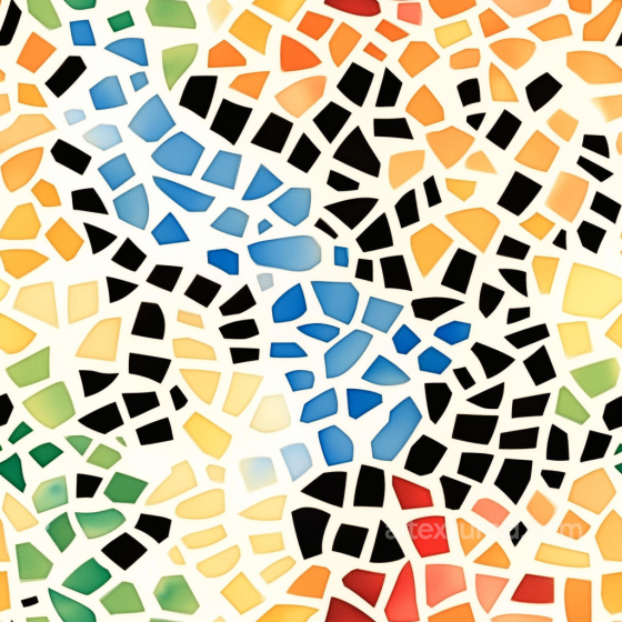 Mosaic PBR Texture of Colorful Ceramic Tiles with Irregular Geometric Chips Mosaic texture preview