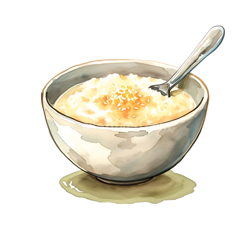 Cream of Wheat Breakfast Bowl Illustration with Spoon – Warm Morning Comfort