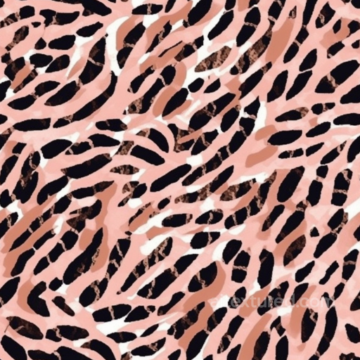 Leopard Print Fabric Texture with Pink, Black, and Earthy Tones seamless Leopard Print PBR texture