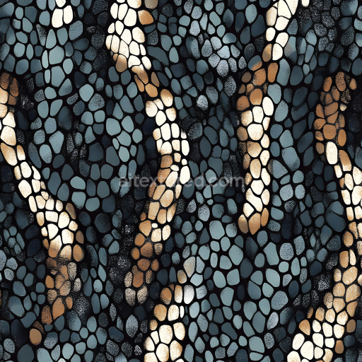 Seamless 3D PBR Texture of Reptilian Scaled Skin with Iridescent Tonal Variation