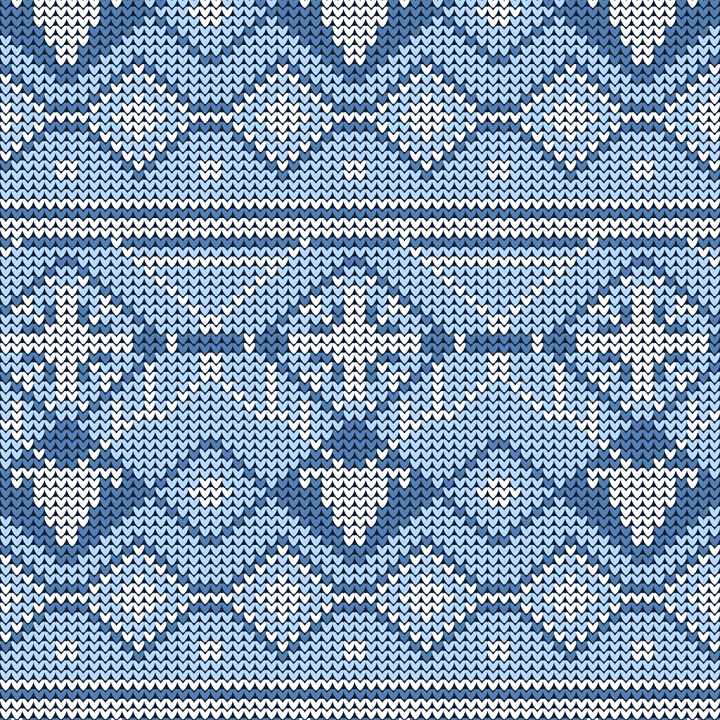 Knitted Christmas Digital Paper in Blue and White seamless PBR texture preview