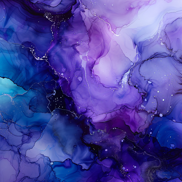 Alcohol Ink Featuring Violet and Blue Fluid Swirls seamless PBR texture preview