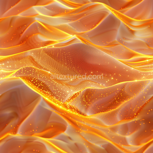 Seamless 3D PBR Glossy Fabric Texture in Vibrant Orange with Luminous Sparkle