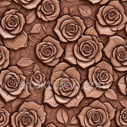 seamless Seamless 3D PBR embossed floral leather texture in warm brown with detailed roses and leaves texture 8k free download PBR