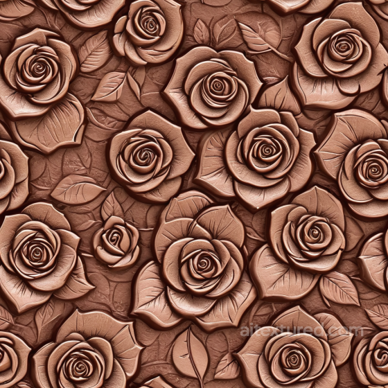 Embossed Floral Leather Texture In Warm Brown With Detailed Roses And Leaves Leather texture preview