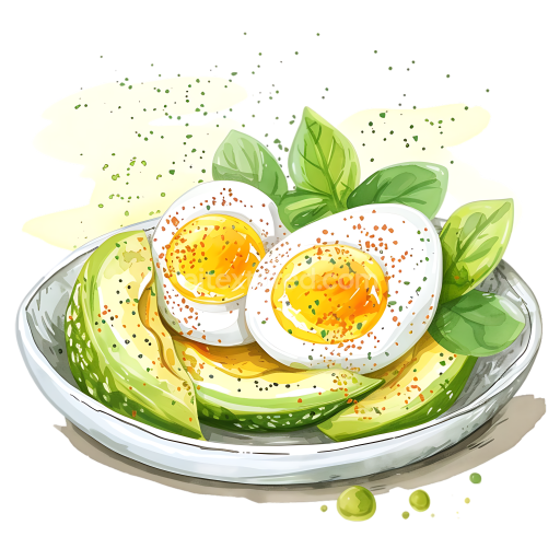 Healthy Avocado and Soft-Boiled Egg Breakfast Illustration