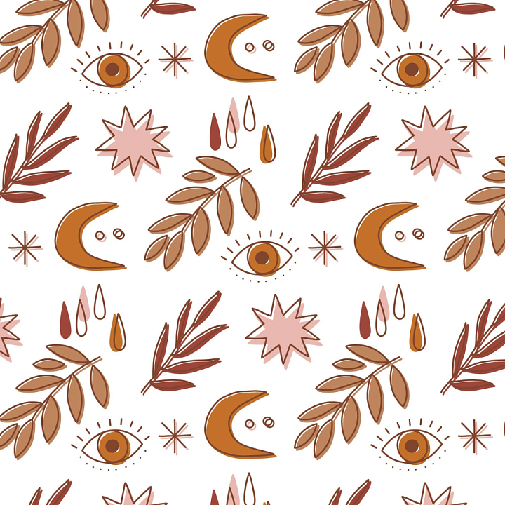 Featuring Boho Hand-Drawn Earthy Motifs on Fabric seamless PBR texture preview