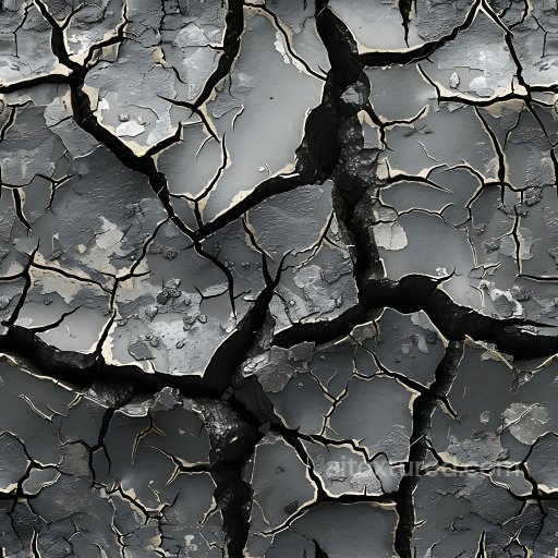 cracked and chipped dark paint PBR texture with deep fissures seamless Cracked & Holes PBR texture