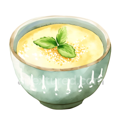 seamless Watercolor Millet Porridge Breakfast Bowl with Fresh Mint Illustration texture 8k free download PBR