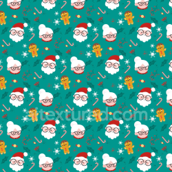 seamless Seamless 3D PBR Christmas Digital Paper Texture with Santa, Mrs. Claus, and Gingerbread Pattern texture 8k free download PBR