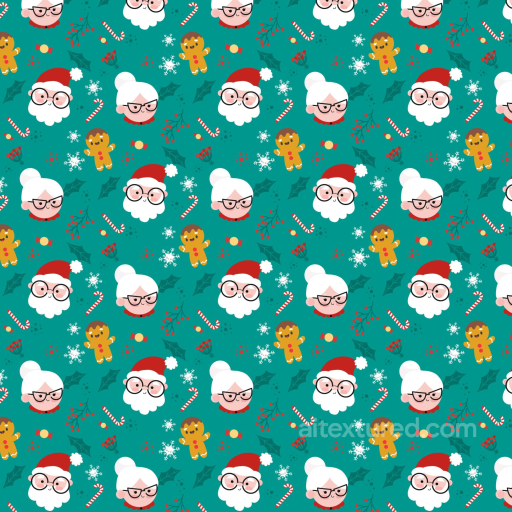 Christmas Digital Paper Texture with Santa, Mrs seamless All Christmas Digital paper PBR texture