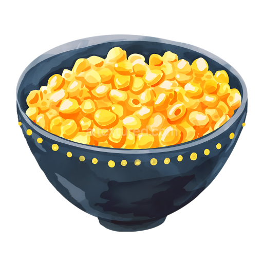 Breakfast Sweet Corn Cereal Bowl Graphic in Decorative Dark Bowl